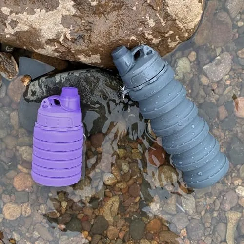 YCTMALL Collapsible Silicone Water Bottles 2-Pack 500ml
