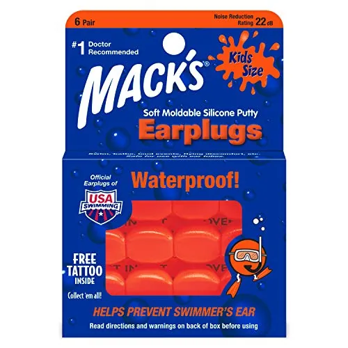 Mack's Kids Silicone Putty Earplugs 6-Pair Water Protection