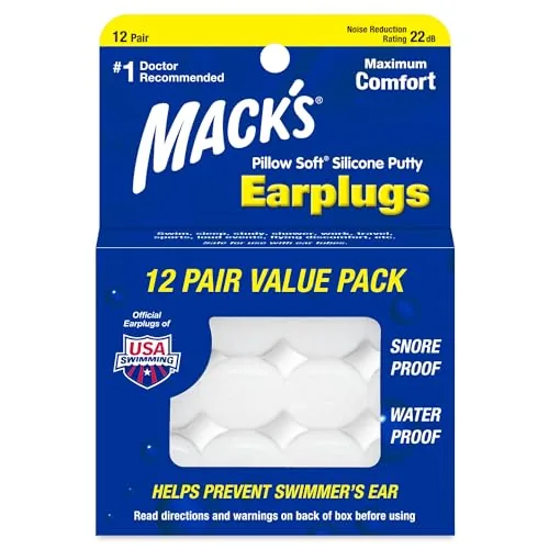 Mack's Pillow Soft Silicone Earplugs 12 Pair NRR 22