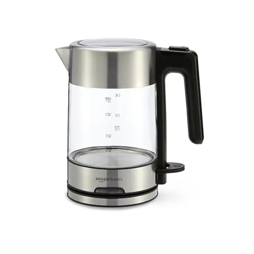 Amazon Basics 1L Glass Kettle with Strix Thermostat