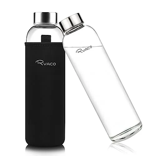 Ryaco 33oz Borosilicate Glass Bottle with Neoprene Sleeve