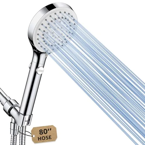 FASDUNT Handheld Shower Head 80-Inch Hose 5 Spray Modes