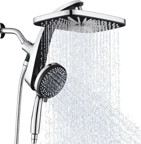 BOZYBO 12-Inch Square Rain Shower Head with Handheld
