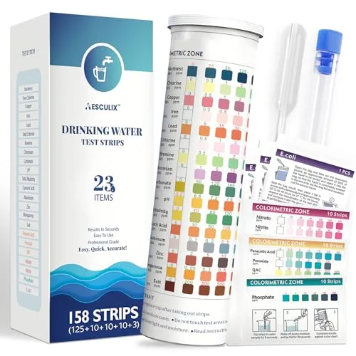 AESCULIX 23-in-1 Water Test Kit 158 Strips + E.coli