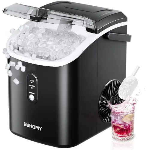 EUHOMY Nugget Ice Maker Countertop 34lb Daily Black