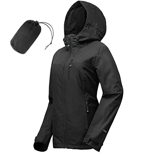 33,000ft Women Packable Rain Jacket with Sealed Zippers