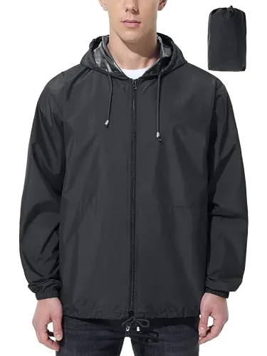UIQUR Mens Waterproof Rain Jacket Packable Windbreaker