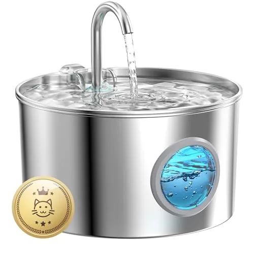 GIOTOHUN Stainless Steel Cat Fountain 74oz 4-Stage Filter