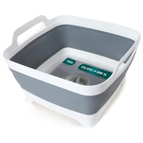 FOSJGO Collapsible Dish Basin with Drain Plug 9L