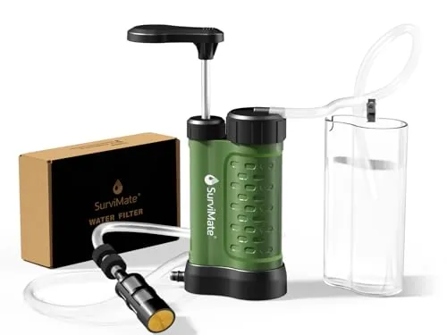 SurviMate 5-Stage Hand Pump Water Filter 0.01 Micron