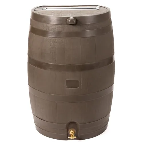 RTS Home Accents 50-Gal Flat-Back Rain Barrel Walnut