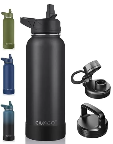 CIVAGO 40oz Insulated Steel Bottle 3 Lids