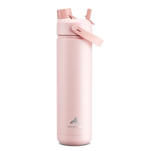 POWCAN 26oz Insulated Stainless Steel Bottle 2-in-1 Lid