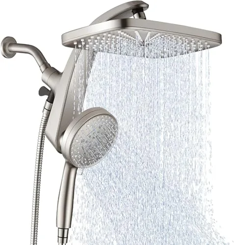 BOZYBO 12-Inch Square Rain Shower Head with Handheld Combo