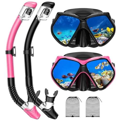 ForShine Snorkel Set Dry-Top Mask with Tempered Glass