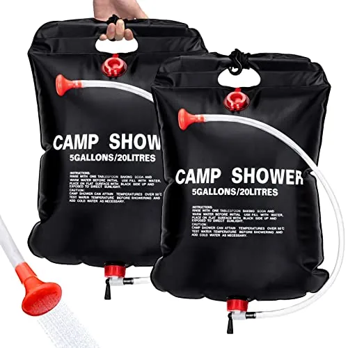 ailker Solar Shower Bag 2-Pack 5-Gal Camping