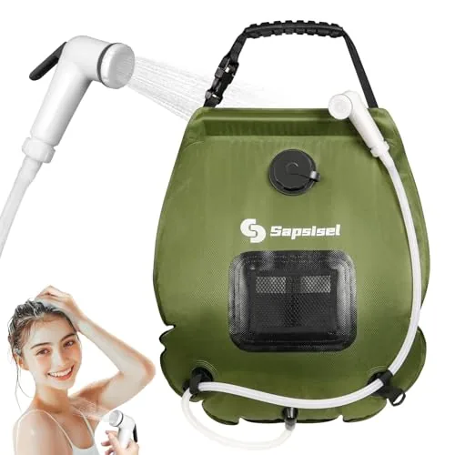 sapsisel 5-Gal Solar Camping Shower Bag with Upgraded Head
