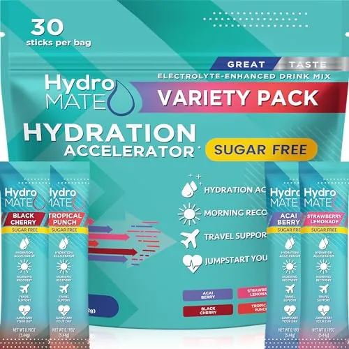 HydroMATE Electrolyte Powder Sugar-Free Variety Pack 30 Sticks