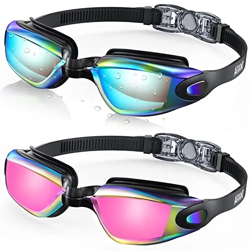 Aegend Swim Goggles 2-Pack with Storage Case