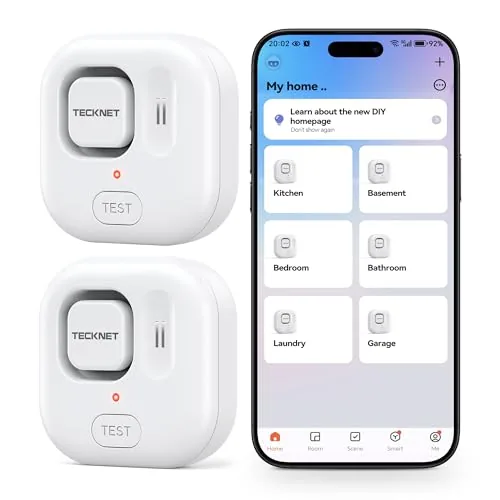 TECKNET WiFi Water Leak Detector 2-Pack No Hub