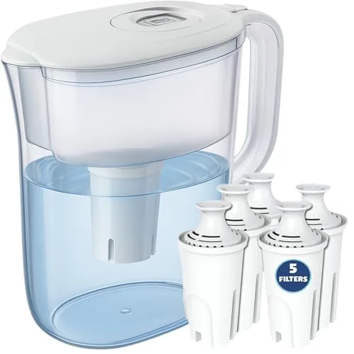 JOEY'Z 10-Cup Filter Pitcher with 5 Filters + Reminder