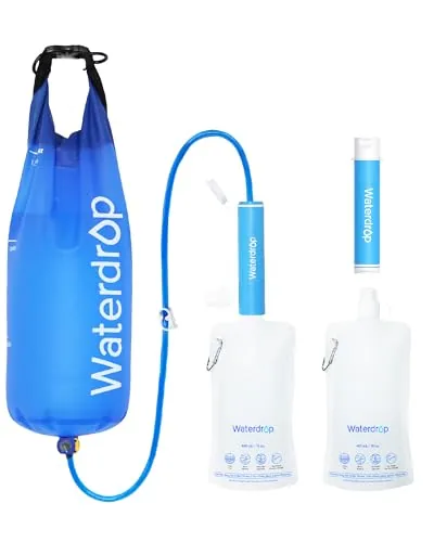 Waterdrop Gravity Filter Straw with 1.5 Gal Bag