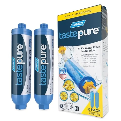 Camco TastePure RV Water Filter 2-Pack GAC & KDF