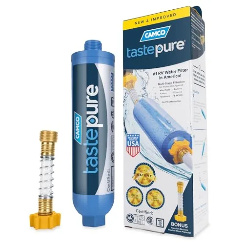 Camco TastePure RV Inline Water Filter GAC & KDF