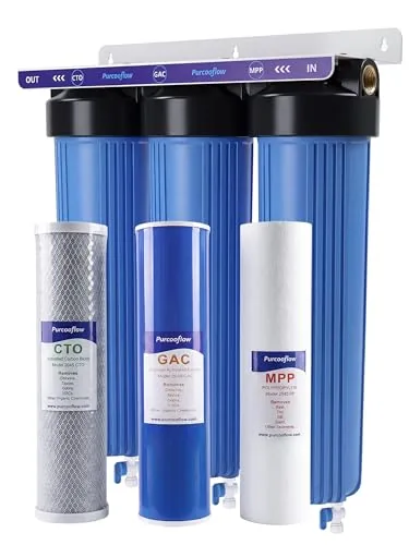 Purcooflow 3-Stage Whole House Filter Dual Carbon 20x4.5