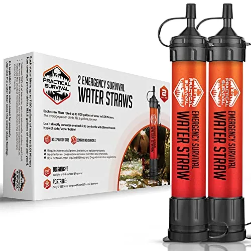 Practical Survival Emergency Water Filter Straw 2-Pack