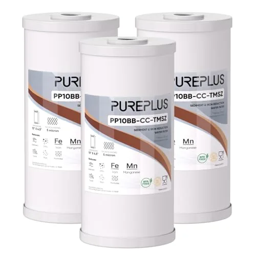 PUREPLUS 10x4.5 Whole House Iron Sediment Filter 3-Pack