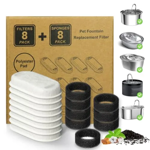 KANCHOU Cat Fountain Filter 16-Piece Replacement Set
