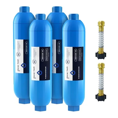 GLACIER FRESH RV Marine Water Filter 4-Pack with Hose Protectors