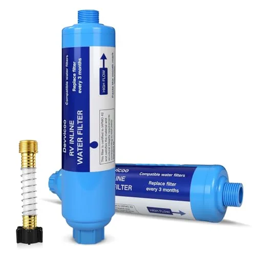 Devvicoo 2-Pack Inline RV Water Filter, NSF Tested