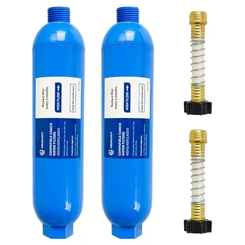 Hourleey 2-Pack RV Inline Water Filter with Hose Protectors