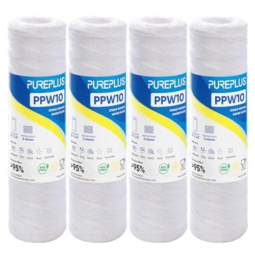 PUREPLUS 5-Micron 10x2.5 String Wound Sediment Filter 4-Pack