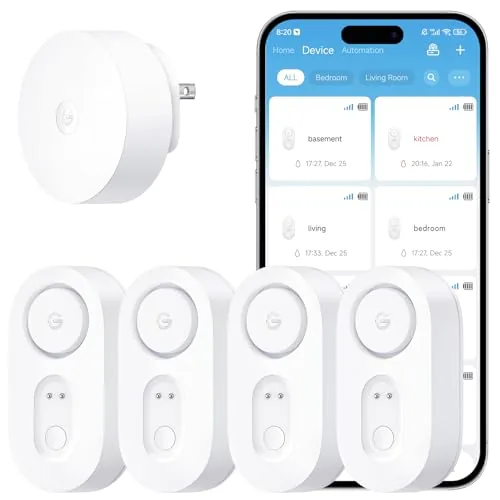 GoveeLife Smart Water Leak Detector 4-Pack 1804ft Range