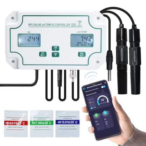 DANOPLUS 3-in-1 pH EC Temp Monitor with Wi-Fi App
