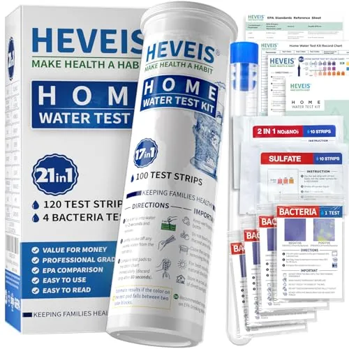 HEVEIS 21-in-1 Water Test Kit 120 Strips + Bacteria