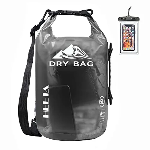 HEETA 5L Transparent Waterproof Dry Bag with Phone Case