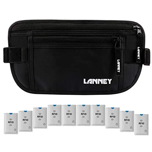 LANNEY RFID Money Belt Hidden Waist Wallet
