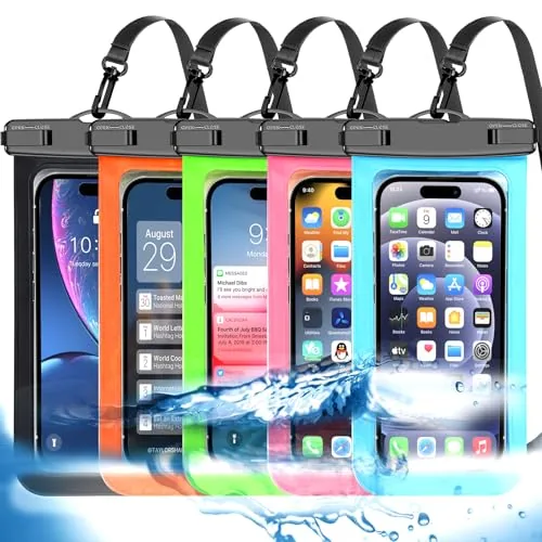 Famoby 5-Pack IP68 Waterproof Phone Pouches with Lanyard
