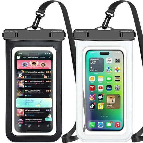 Famoby IP68 Waterproof Phone Pouch 2-Pack with Lanyard