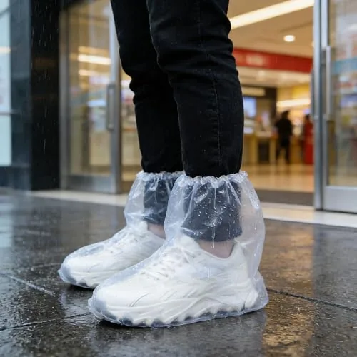 YEVOPOU Waterproof PE Shoe Covers 12-Pack Clear