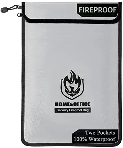 Andyer 15x11 Fireproof Document Bag 2-Pocket UL Certified