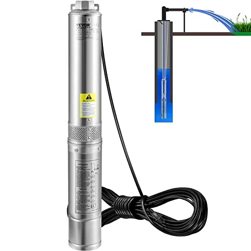 VEVOR 1HP Stainless Steel 4-Inch Deep Well Pump