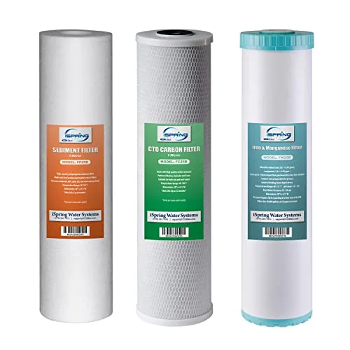 iSpring F3WGB32BM 3-Stage Whole House Iron Filter Set