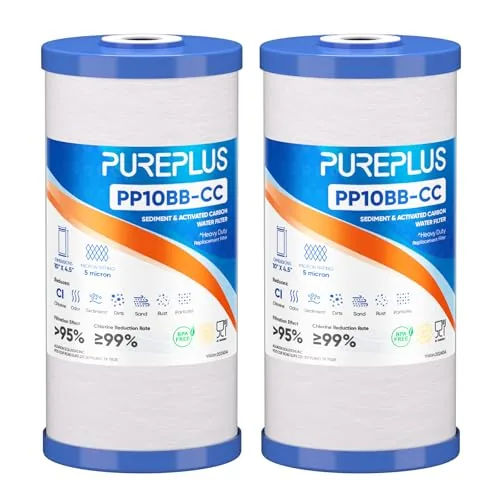PUREPLUS 10x4.5 Whole House Sediment Carbon Filter 2-Pack